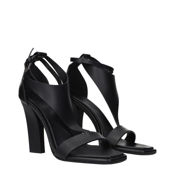 Max Mara Zwarte Leren Stiletto Hiel Sandalen