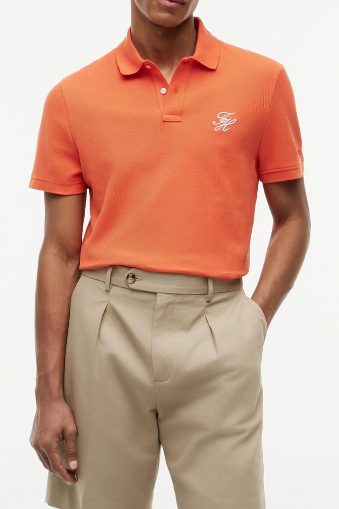 Tommy Hilfiger Th Script Regular Polo Brilliant Orange Größe: S | Poloshirts Outlet | Herren | Orange