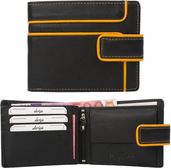 Dariya Portemonnee 2902-blackyellow Zwart Geel Leer