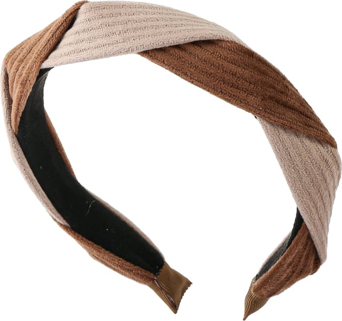 Emilie collection - haarband - bruin - beige - corduroy - ribfluweel