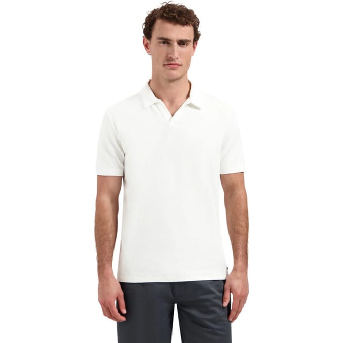 Polo met V-hals en korte mouwen met jacquardprint