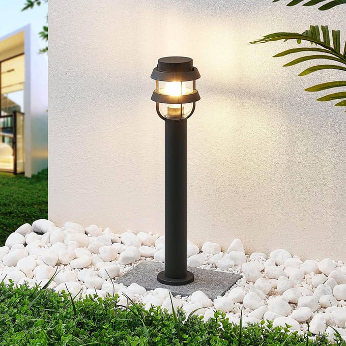 Lindby - Tuinpad verlichting - 1licht - Staal, aluminium, glas - H: 60 cm - E27 - antraciet