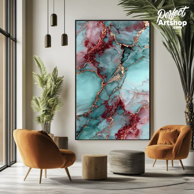 RUBY OCEAN MIST - Wanddecoratie 60x80 cm - Plexiglas - Luxe Kunst aan de Muur