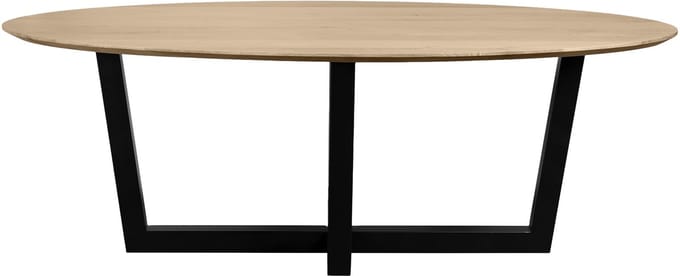 QUVIO Eettafel Sofia - Ovaal – 220x100 cm - W-poot - FSC® gecertificeerd mangohout - Naturel