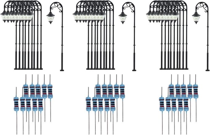 30x HO Schaal Model Verlichting Spoorweg Lantaarnpalen 6.3 cm Wit LED
