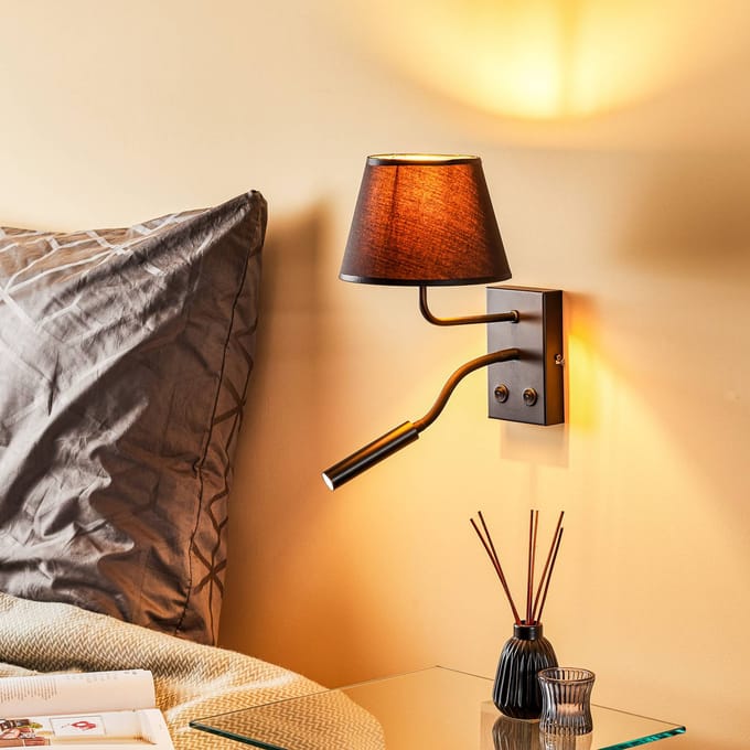 Luminex Wandlamp Soho, conisch, leeslampje zwart/goud