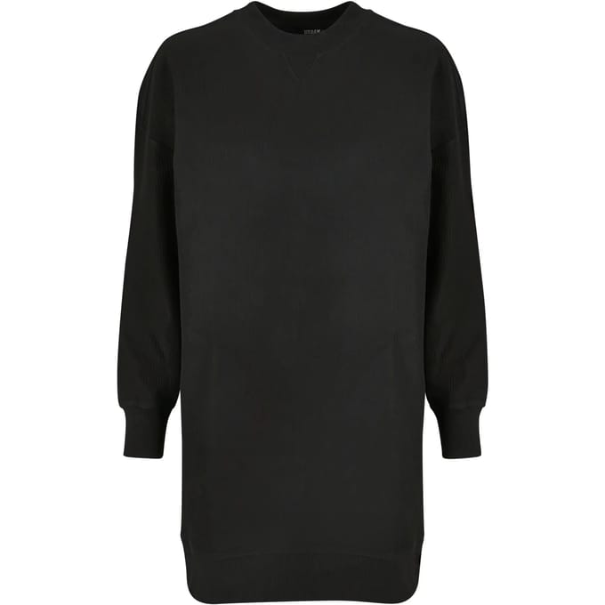 Urban Classics - Oversized Rib Crewneck Korte jurk - L - Zwart