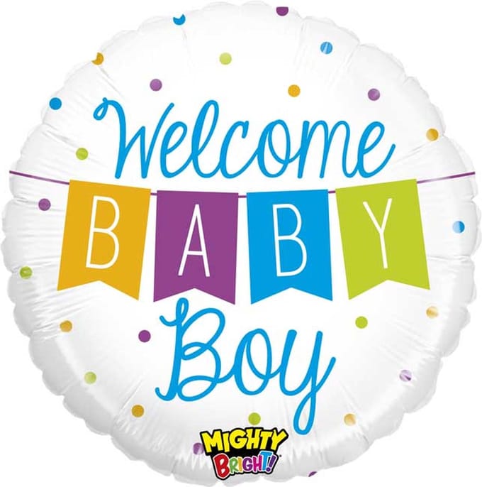 folie Ballon "welcome Baby Boy" ± 53 cm flat (logo Mighty = not printed)