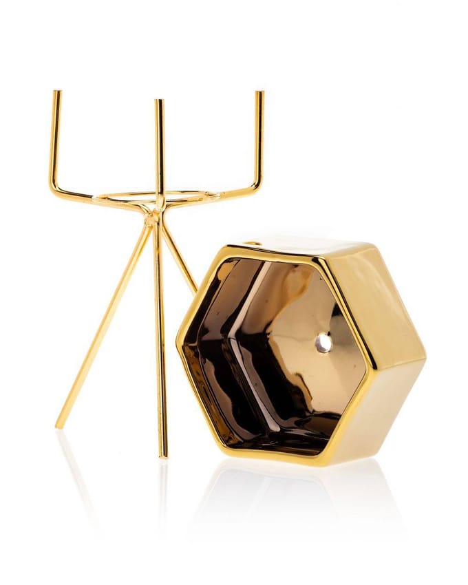 HowHomely Sashi - Bloempot - 16,5 cm - Goud - Keramiek