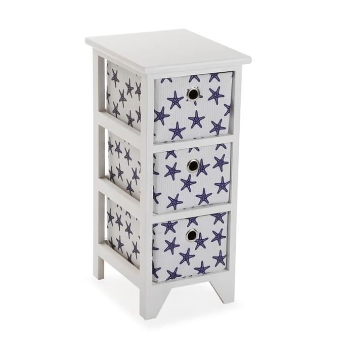 Armoire Étagère de salle de bain - VERSA - Starfish - 3 tiroirs - Bois - Bleu bleu