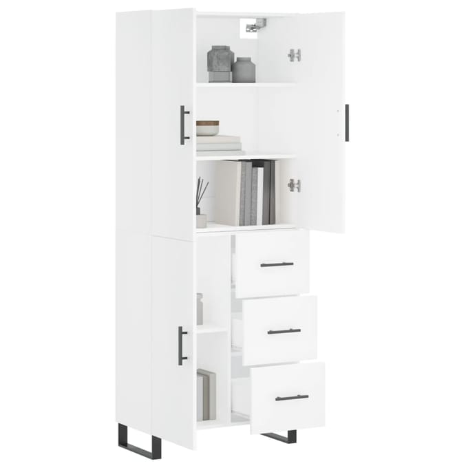 vidaXL - Hoge - kast - 69,5x34x180 - cm - bewerkt - hout - wit