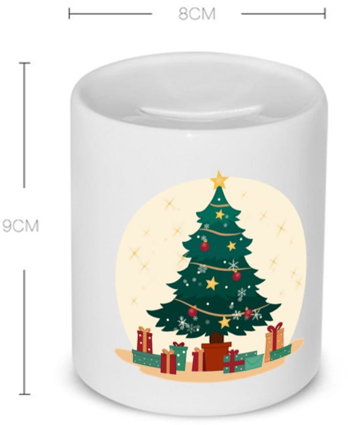 Akyol - kerst kerstboom Spaarpot - Kerstmis - kerst beker - winter - kerst - christmas - kerst cadeau - 350 ML inhoud