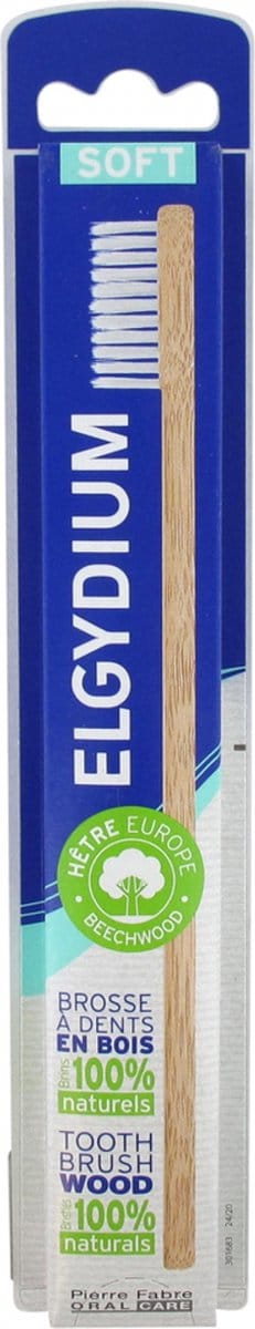 Elgydium Zachte Houten Tandenborstel (Kleur : Wit)