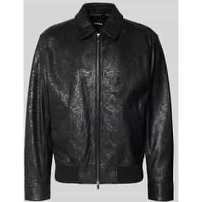 Regular fit leren jack met all-over motief model 'JUZE_CNY'