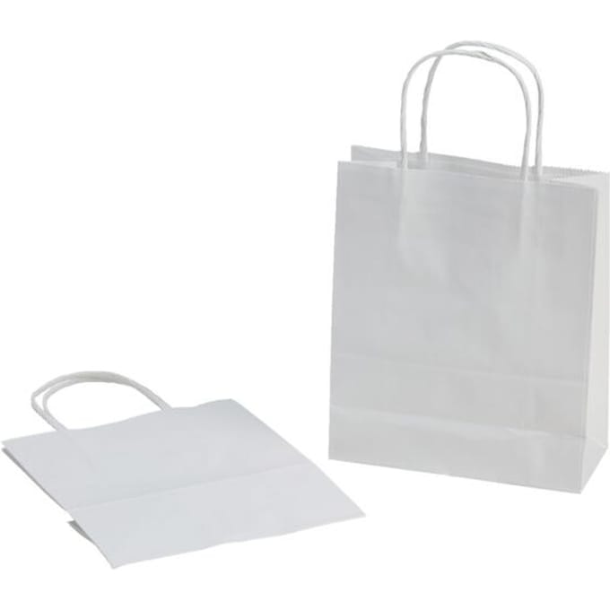 Tas met handvat Folia kraftpapier 110gr 18x21x8cm 20 stuks wit