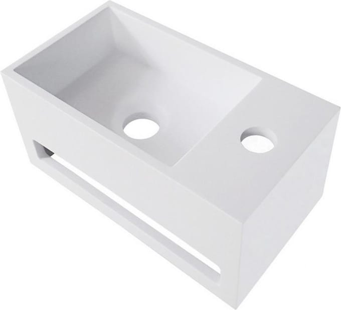 Julia fontein 35x20 cm mat wit Solid Surface met handdoekhouder rechts