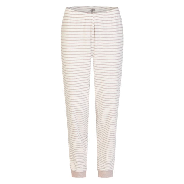 By Louise Dames Pyjama Set Lang Interlock Roze/Wit Gestreept - Maat S