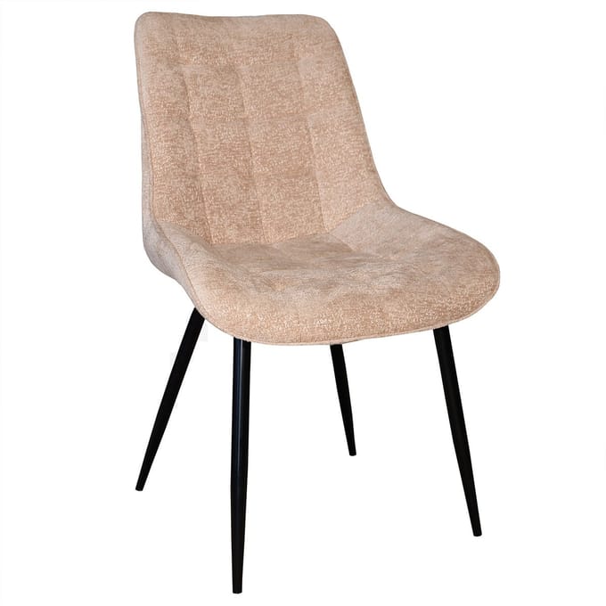 Eetkamerstoel De Vince beige chenille eetstoel zetel