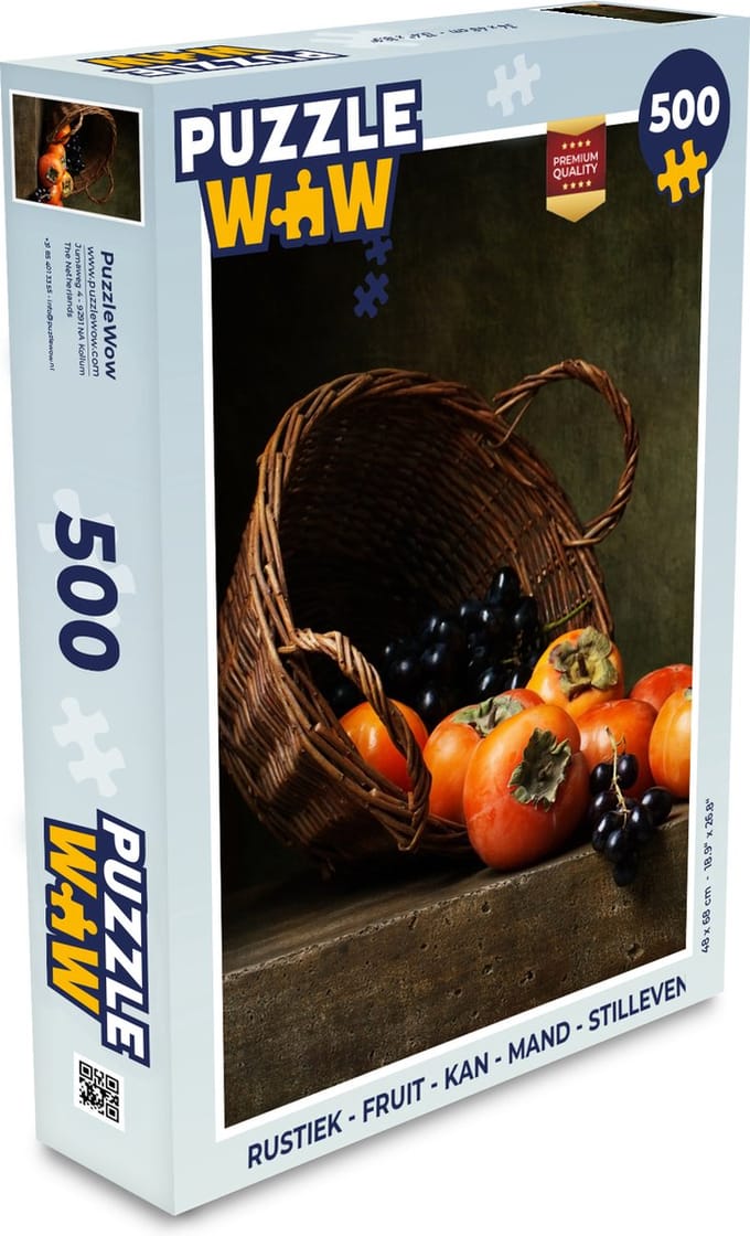Puzzel Rustiek - Fruit - Kan - Mand - Stilleven - Legpuzzel - Puzzel 500 stukjes
