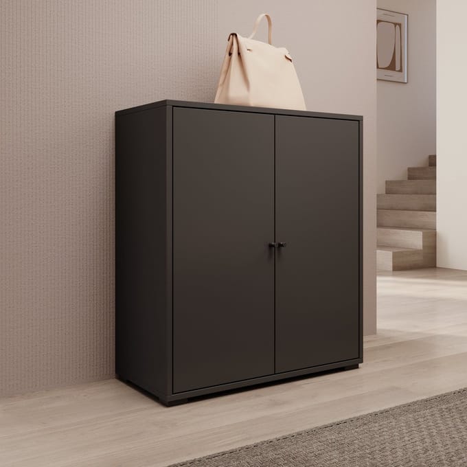 Meubella - Deacon - Schoenenkast - Zwart - 70x33x78 cm