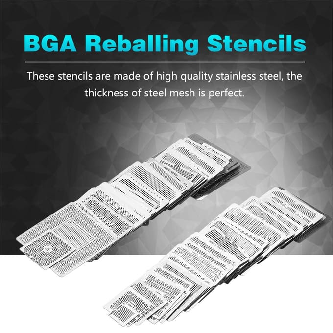 130 stuks BGA Universele Reballing Rework Net Sjablonen Stalen Sjabloon Mesh Directe Warmte Set