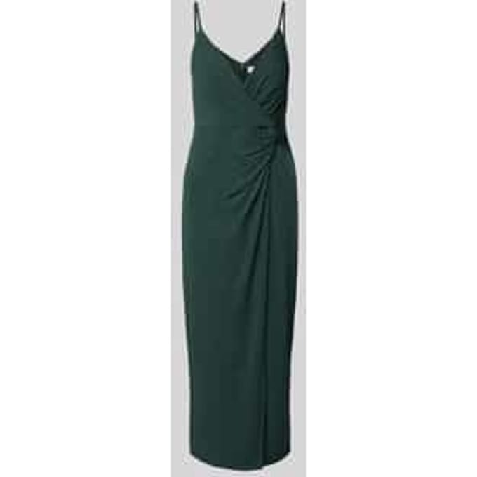Cocktailjurk met V-hals en knoopdetail