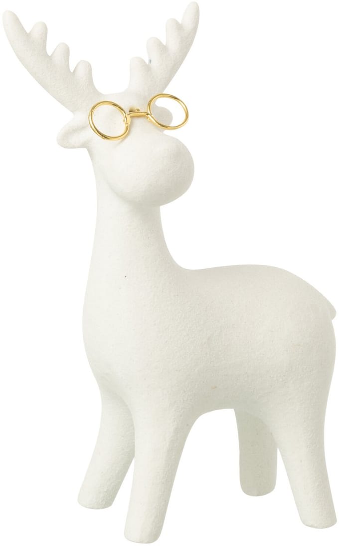 J-Line figuur Rendier - porselein - wit/goud - small