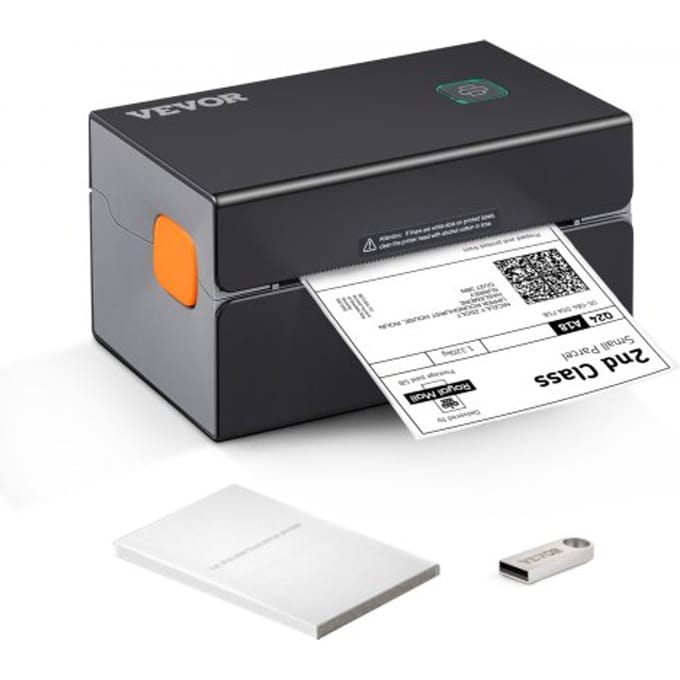 VEVOR Thermische labelprinter 175x109x94mm Labelprinter 300DPI Resolutie Labelprinter Verzendlabelprinter Bluetooth/USB Automatische labelherkenning Windows Mac OS Linux Chromebook