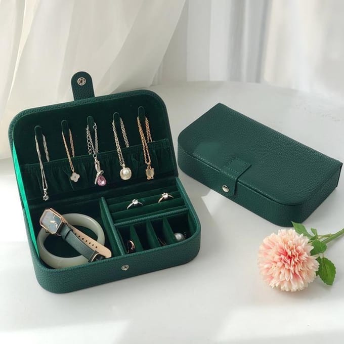 2023 Draagbare Box Organizer Display Reiskoffer Dozen Knoop Lederen Opbergruimte Chenille blauw