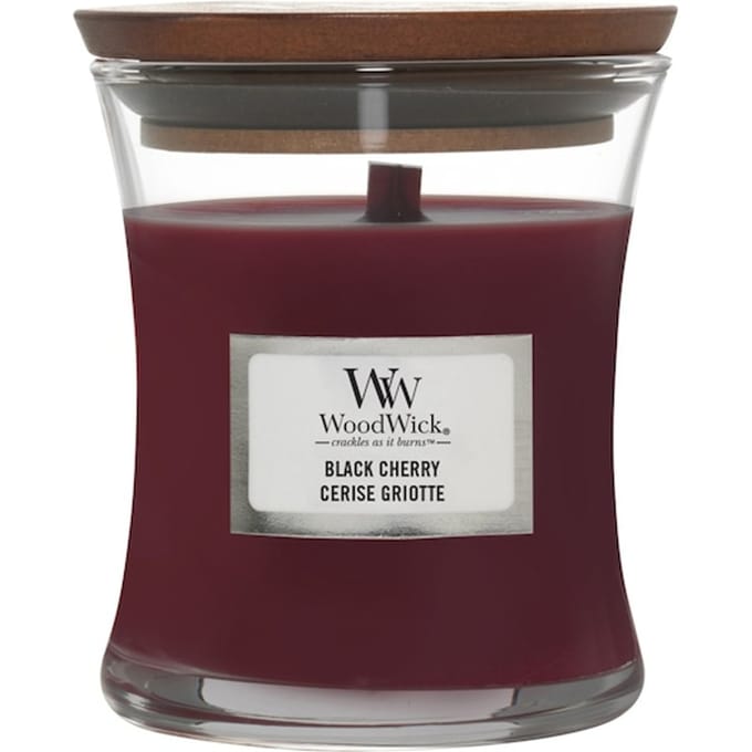 WoodWick Geurkaars Mini Candle - Black Cherry - 20 branduren - 85gr - 8 cm / ø 7 cm