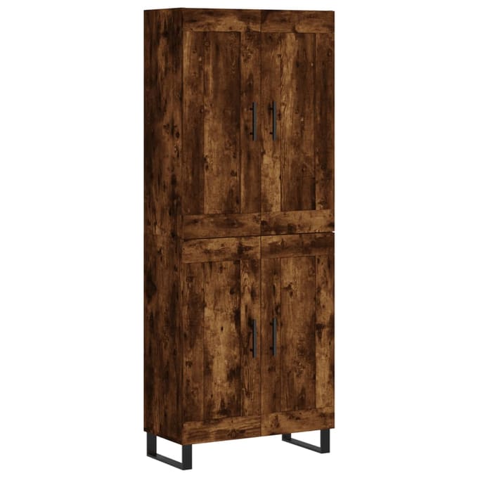 vidaXL - Hoge - kast - 69,5x34x180 - cm - bewerkt - hout - gerookt - eikenkleurig