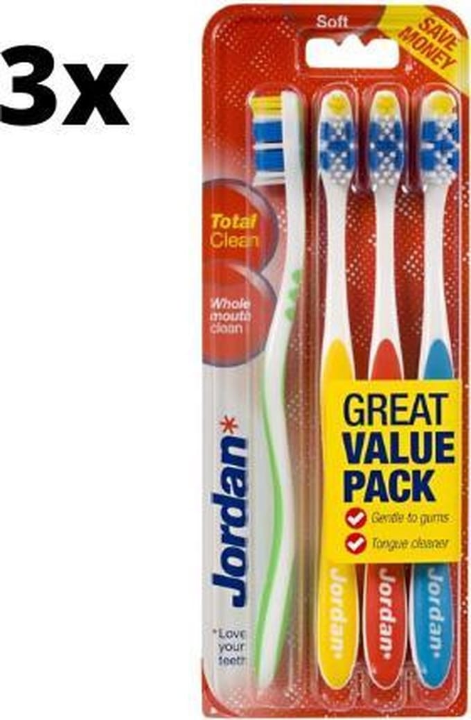 3x Jordan Total Clean Soft Tandenborstel - 4 stuks