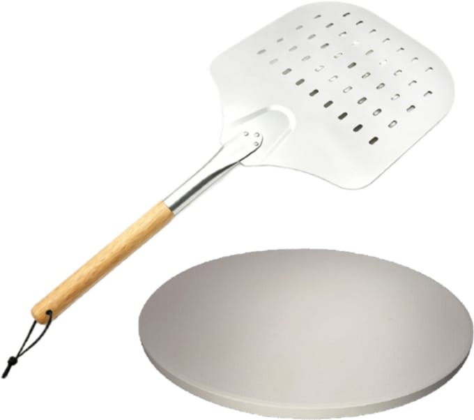 Kamado Essentials - Pizzasteen 38CM met Pizzaschep - Pizzabundel Large 21" - Kamado - BBQ Accessoires