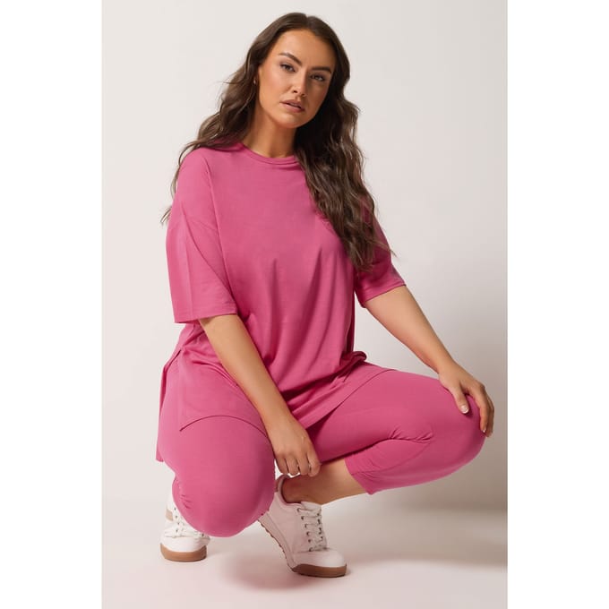 Yours Roze Cropped Leggings Met Elastische Taille Size 50
