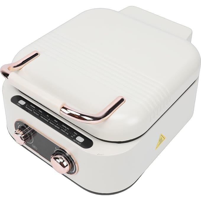 Elektrische Koekenpan Dubbelzijdig Snel Verwarmend Multifunctioneel Pannenkoekenrooster Hete Pot Pizzaoven Frituurpan white