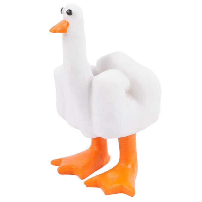 Middelvinger Eend Decoratie Grappig Eendje Hars Beeldje Ornament Decor Hars Ambacht white