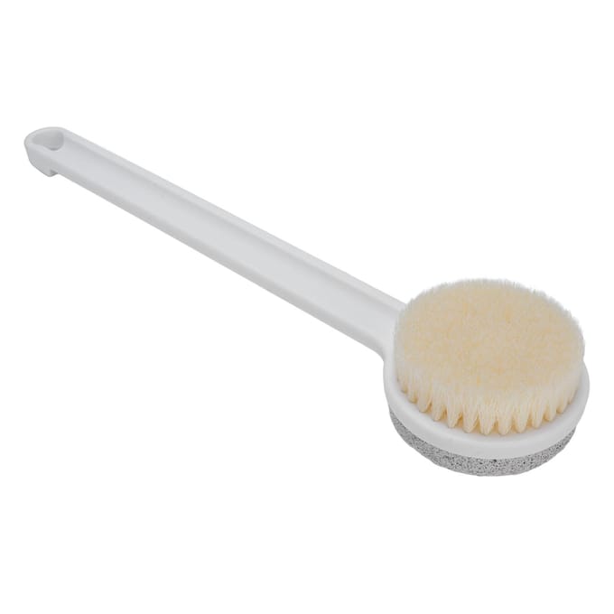 Doucheborstel Puimsteen Voetschrobber 2 in 1 Herbruikbare Lange Handvat Douche Voetschrobber voor Douche white