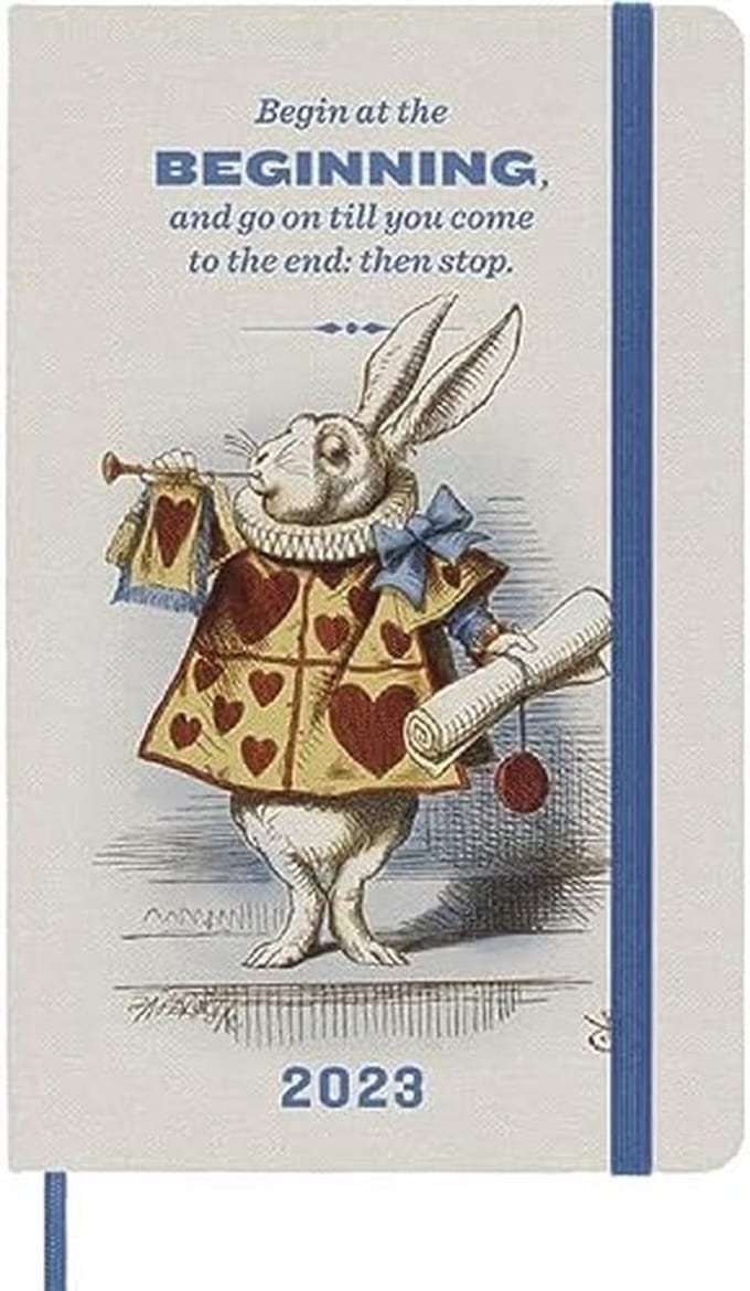 Weekplanner 2023 met Alice In Wonderland-thema, beperkte oplage, groot formaat, agenda met harde kaft