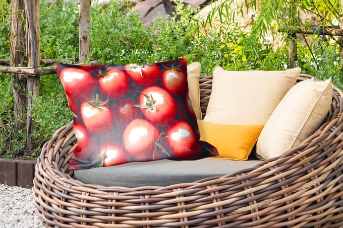 Buitenkussens - Groente - Rood - Tomaten - 60x40 cm - Weerbestendig