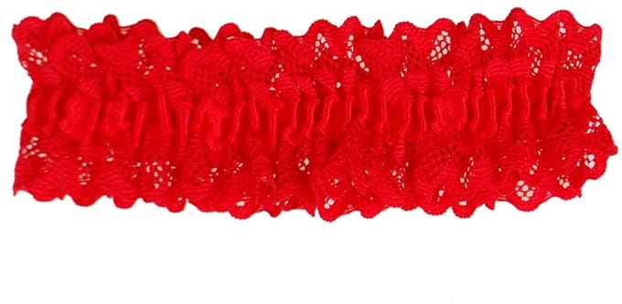 Kousenband rood met kant