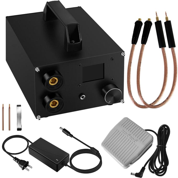 Soudeuse par points à supercondensateur à double impulsion portable Machine de soudage par points haute puissance Écran LCD numérique de 1,8 pouces US Plug noir