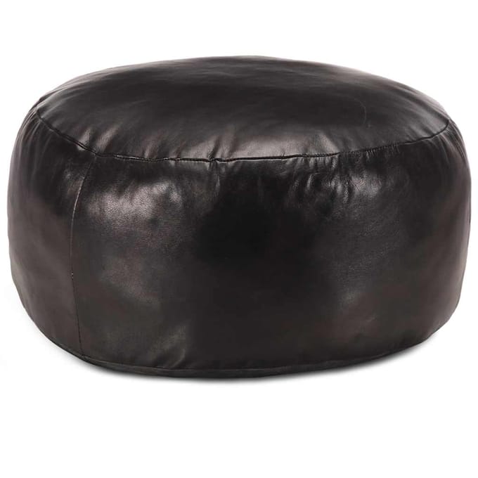 vidaXL - Poef - 60x30 - cm - echt - geitenleer - zwart