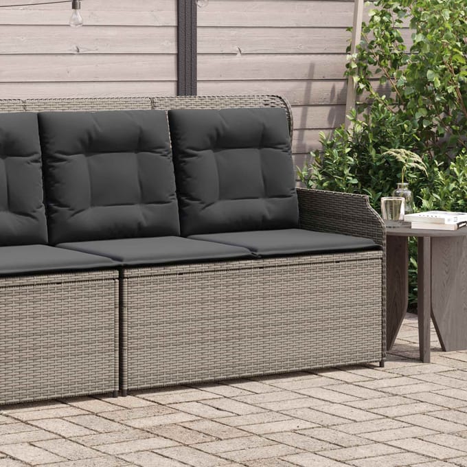vidaXL Tuinbank met kussen Grijs poly rattan