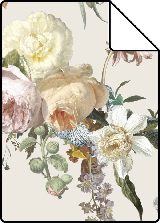 Proefstaal ESTAhome behang vintage bloemen beige - 26.5 x 21 cm - 139544-S
