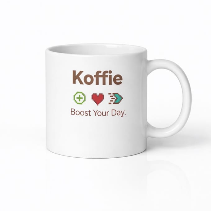 Koffie Boost Your Day Mok - Pixel Art Design