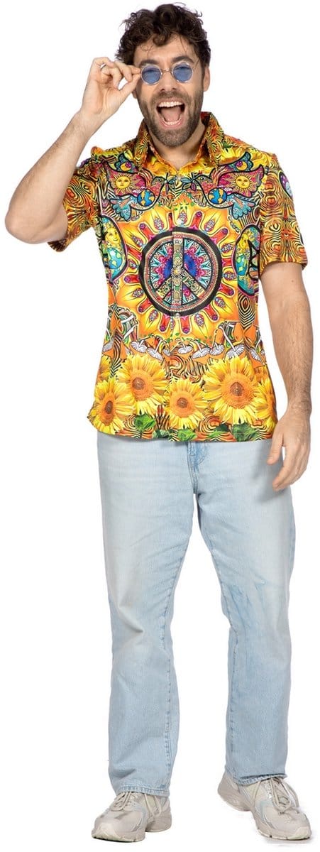 Party Hippie Shirt Zonnebloem Heren - Maat S-48