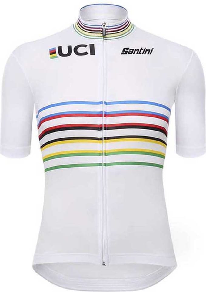 Santini Uci Official World Champion Master Korte Mouw Wielertrui Wit S Vrouw