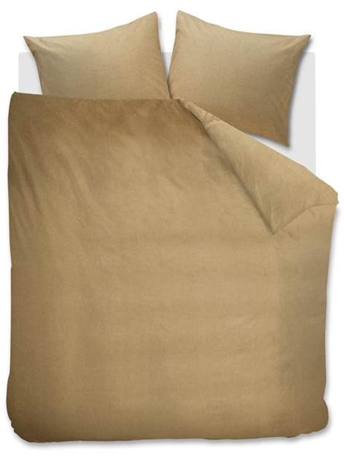 Snoozing Flanel Uni Dekbedovertrek - Extra breed - 260x200/220 cm - Gold
