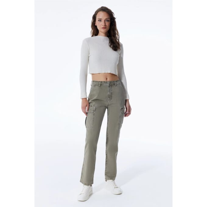 Cup of Joe Straight cargo; %97 co-%3 ea; denim kaki