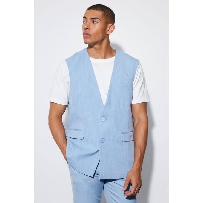 Oversized blazervest met enkelrij knopen | Denim/Blue | Size 38